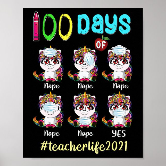 Poster 100 dias de professor universitário Vestindo másca (Frente)