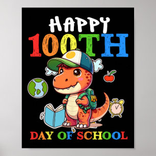 Poster 100 Dias De Professora Da Escola T Rex Dinossaur