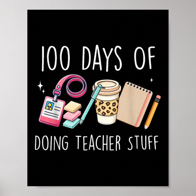 Poster 100 Dias De Professora Professora Professora Gráfi (Frente)