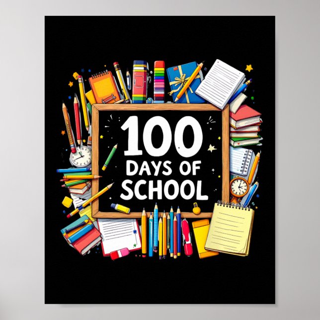 Poster 100 Dias De Professores Crianças Felizes 100 Dias  (Frente)
