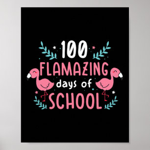 Poster 100 Dias De Professores De Flamingo Na Escola