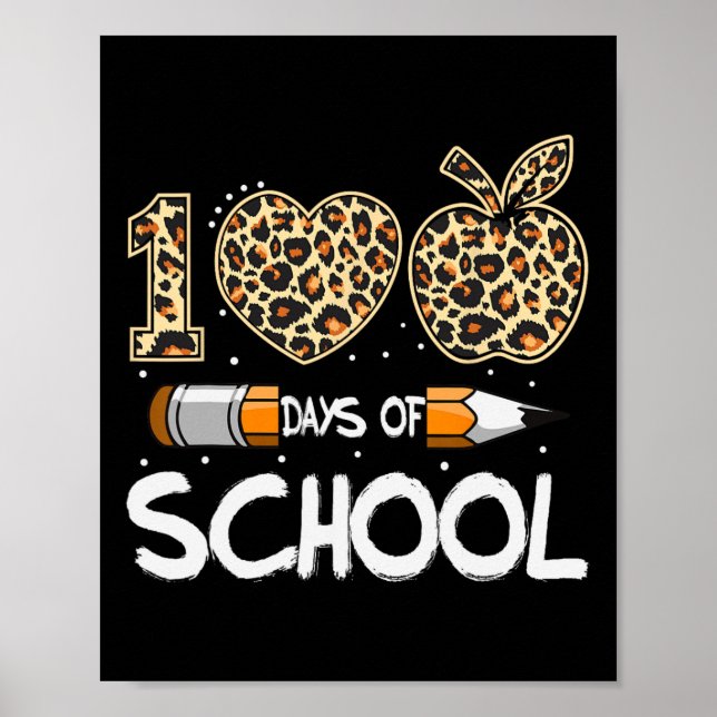 Poster 100 Dias De Professores De Leopardo Escolares 100  (Frente)