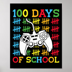 Poster 100 dias de Videos games escolares controlando jog