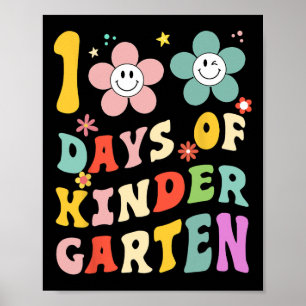 Poster 100 Dias Do Jardim Infantil Groovy 100º Dia Da Esc