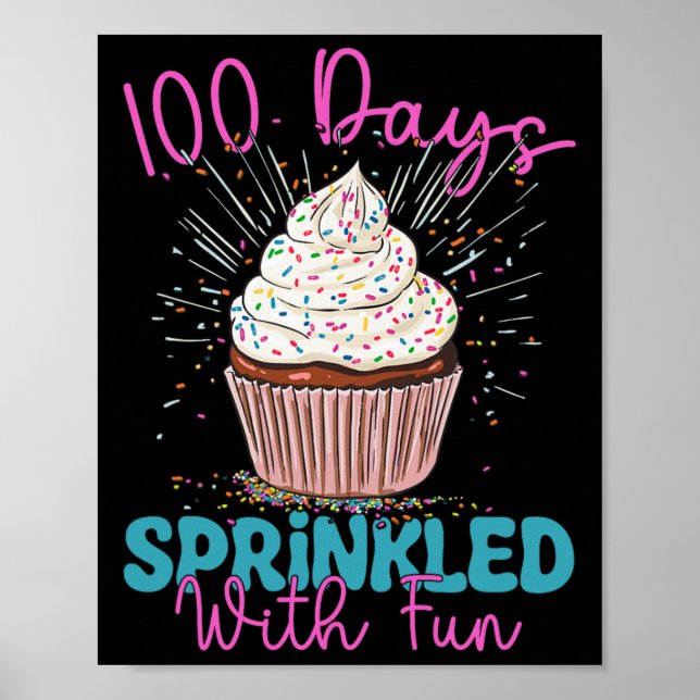 Poster 100 Dias Empurrados Com Crianças De Cupcake Divert (Frente)