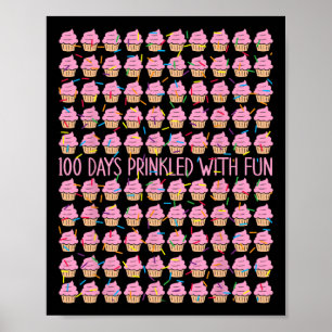 Poster 100 Dias Empurrados Com Rosquinhas Divertidas 100