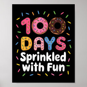 Poster 100 Dias Empurrados Com Rosquinhas Divertidas 100