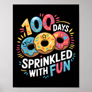Poster 100 Dias Empurrados Com Rosquinhas Divertidas Feli