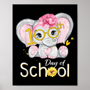 Poster 100 Dias Engraçados De Elefante De Camisa De Escol