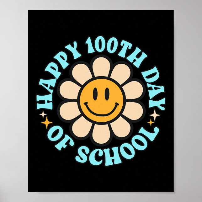 Poster 100 Dias Feliz 100º Dia De Professores Crianças E  (Frente)