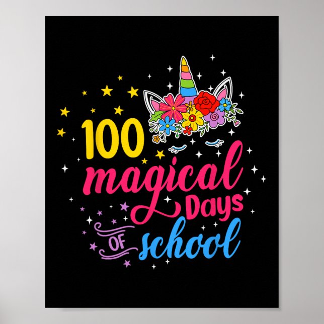 Poster 100 Dias Mágicos Crianças Unicórn Figuram 100º Dia (Frente)