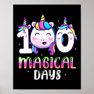 Poster 100 Dias Mágicos Meninas Crianças 100º Dia da Esco