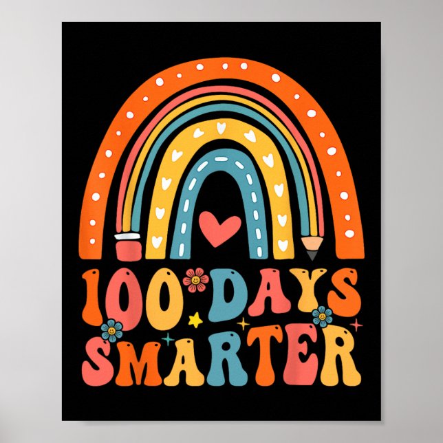 Poster 100 Dias Mais Inteligente Groovy Rainbow 100º Dia  (Frente)
