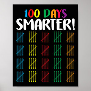 Poster 100 dias mais inteligentes contando Hash Marks dia