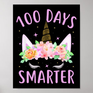 Poster 100 Dias Mais Inteligentes Crianças Unicórn Figura