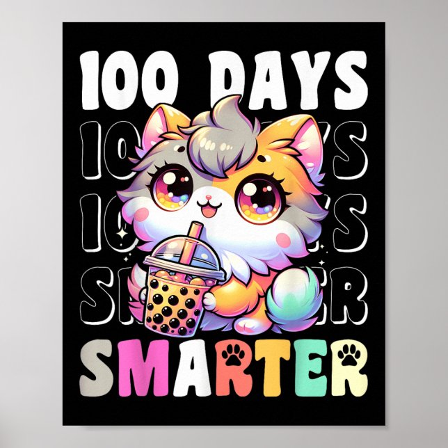 Poster 100 Dias Mais Inteligentes Figurino De Gato Kawaii (Frente)
