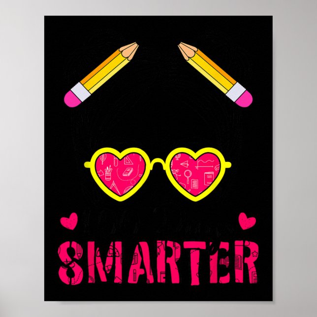 Poster 100 Dias Meninas Mais Inteligentes Cabelos Brancos (Frente)