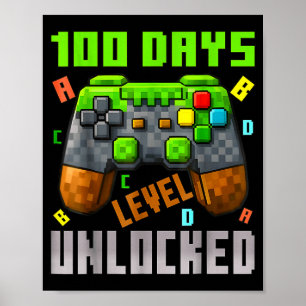 Poster 100 Dias Nível Desbloqueado Jogos 100 Dias De Esco