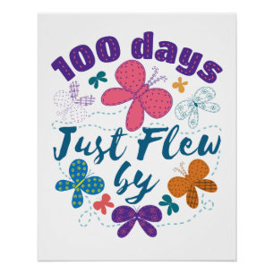 Póster 100 Dias Voando Pela Borboleta Da Escola