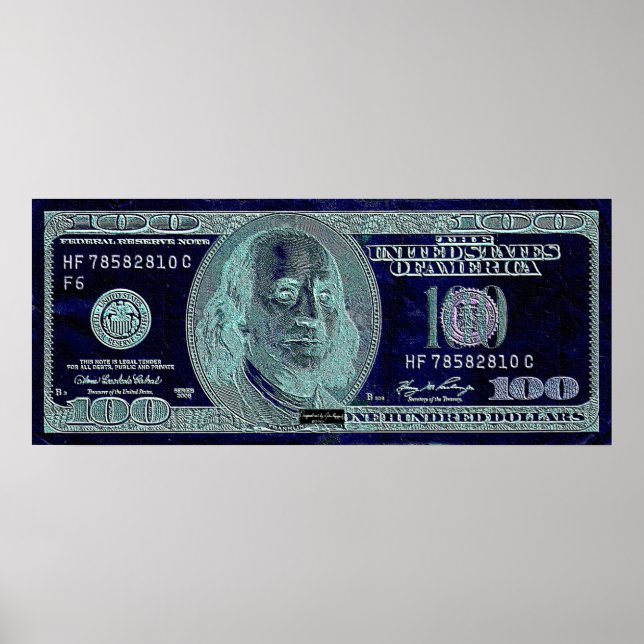 Póster 100 Dólar 2, Assinatura de Arte BW (Frente)