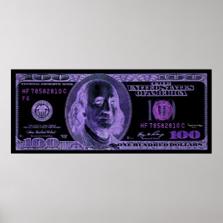 Poster 100 Dólares, Assinatura de Arte BW