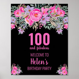 Poster 100 e fabulosa festa de aniversário preta