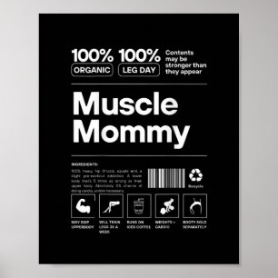 Poster 100% Mãe Musculosa - Design de Academia de Muscula