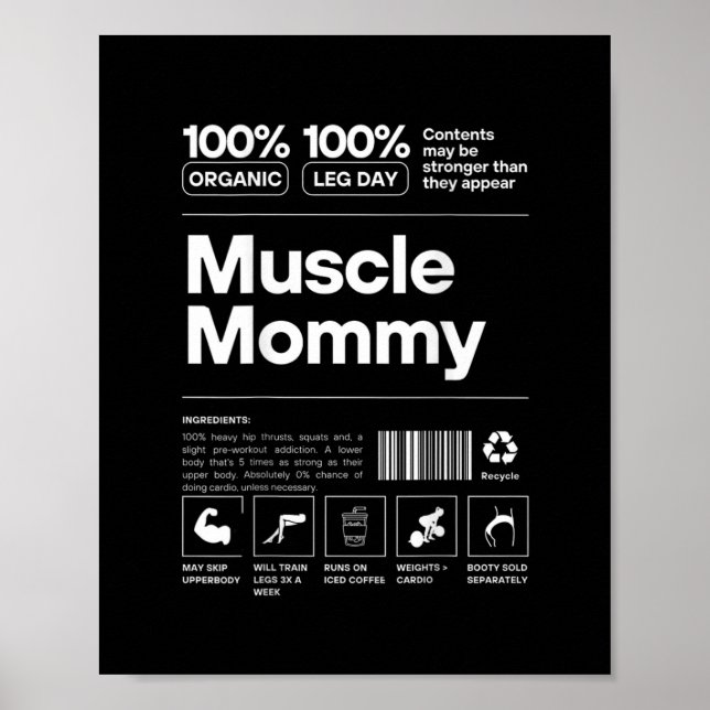 Poster 100% Mãe Musculosa - Design de Academia de Muscula (Frente)