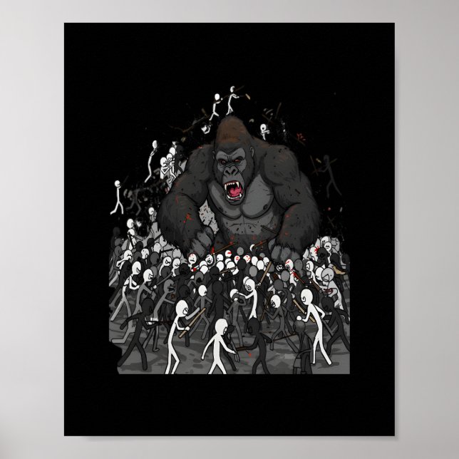 Poster 100 Men vs 1 Gorilla, Gift for Him, Gorilla Debate (Frente)