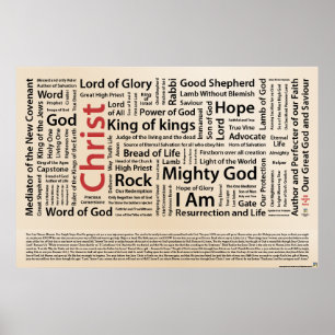Póster 100 nomes da soletração inglesa de Jesus