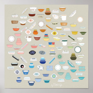 Poster 100 Pieces of Pyrex - Beige