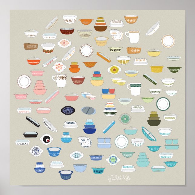 Poster 100 Pieces of Pyrex - Beige (Frente)