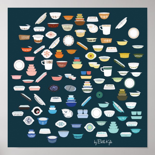 Póster 100 Pieces of Pyrex - Blue-Green (Frente)