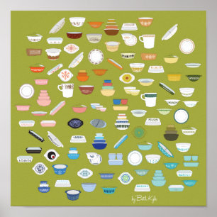 Póster 100 Pieces of Pyrex - Green