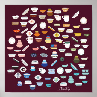 Póster 100 Pieces of Pyrex - Maroon
