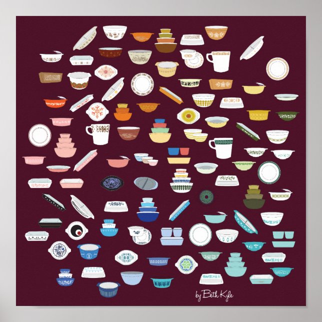 Póster 100 Pieces of Pyrex - Maroon (Frente)