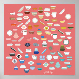 Póster 100 Pieces of Pyrex - Red