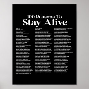 Poster 100 Razões Para Continuar Vivo Prevenção ao Suicíd