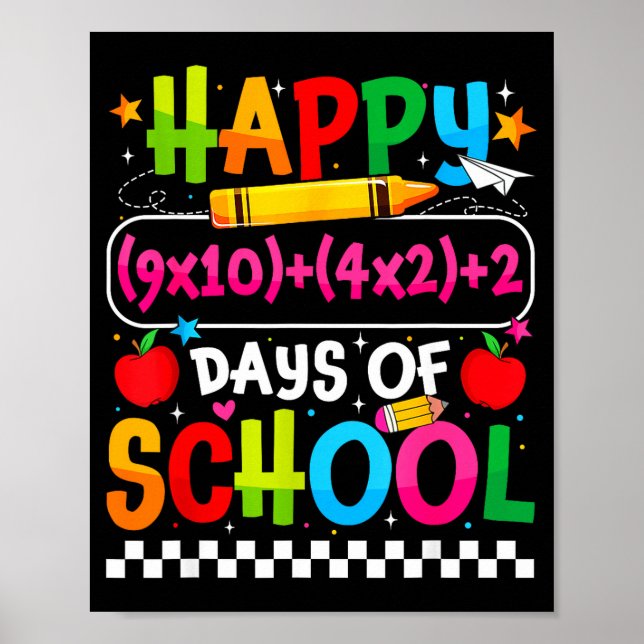Poster 100th Day Of School Happy 100 Days Math Equation T (Frente)