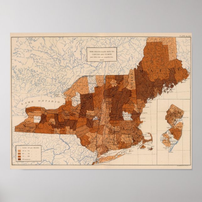 Póster 103 Cancer, tumor NY, NJ, Nova Inglaterra (Frente)