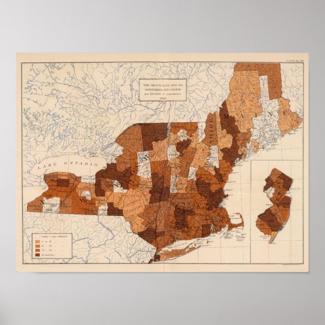 Poster 105 Diphtheria, croup NY, NJ, New England (Frente)