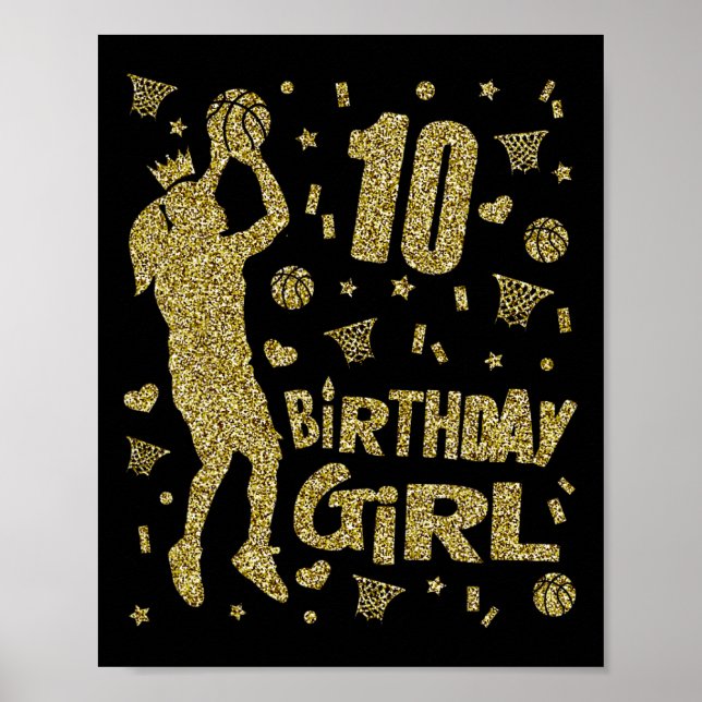 Poster 10.º Aniversário Garotas Fãs de Basquete Jogadoras (Frente)