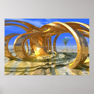 Póster #10-02 Hacienda Sunrise: Escultura 3D do Ouro