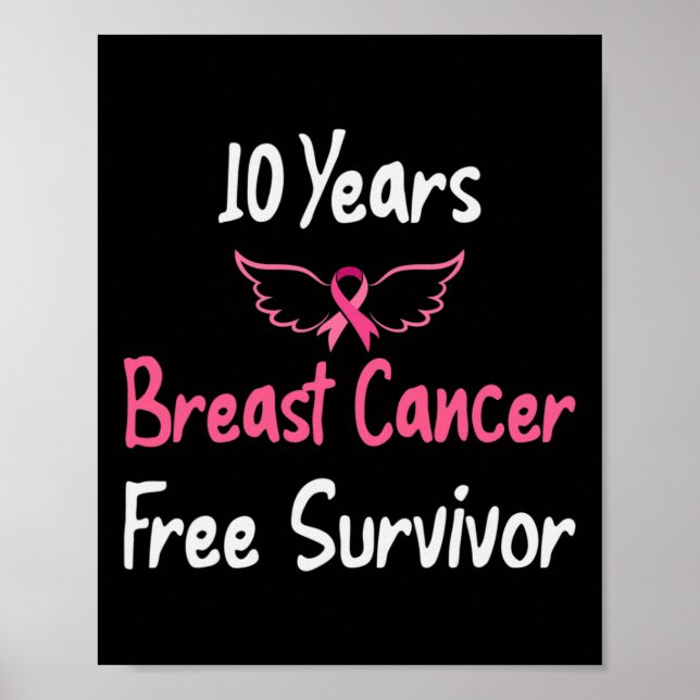 Poster 10 anos de Cancer de mama rosa sem Cancer de peito (Frente)