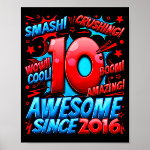 Poster 10 Anos de Idade Para Meninos 10º Aniversário Meni