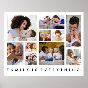 Poster 10 Colagem de Fotos Família É Tudo Citação Branco 