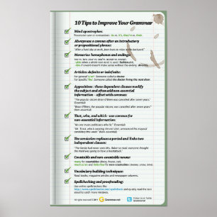 Poster 10 dicas para melhorar sua gramática