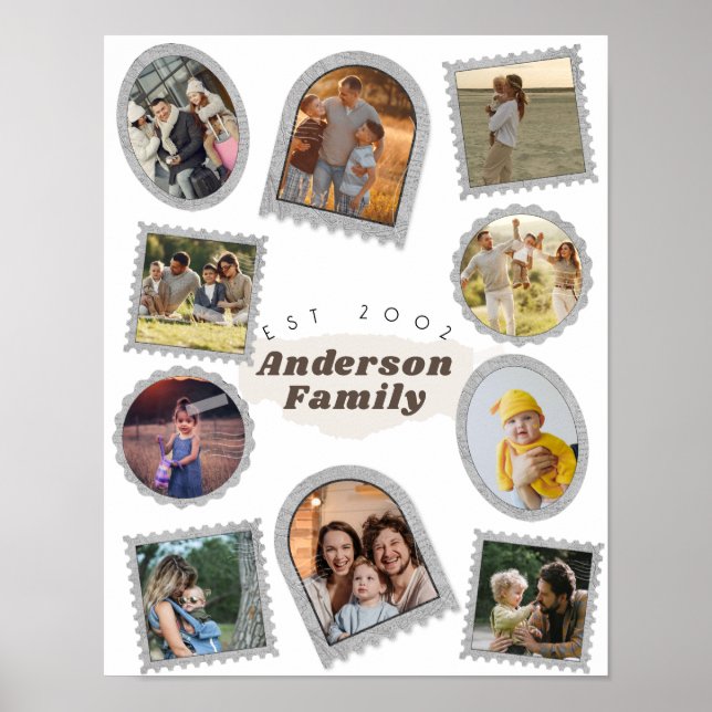 Poster 10 Foto: Amor Moderno Da Família Collage Elegante (Frente)