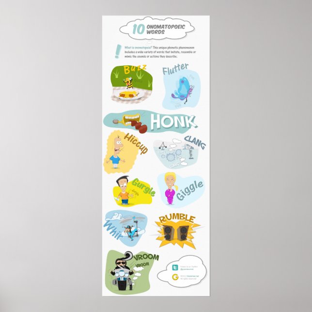 Póster 10 palavras onatopoéticas para poesia e escrita di (Frente)