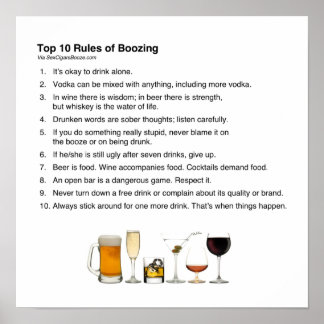 Poster 10 principais regras de boozing